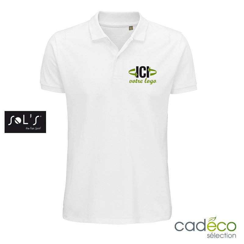 Polo coton bio PLANET 170g Blanc Homme