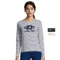 Image 1 - T-shirt rayé manches longues MARINE 150g Femme