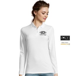 Polo manches longues PERFECT 180g blanc Femme